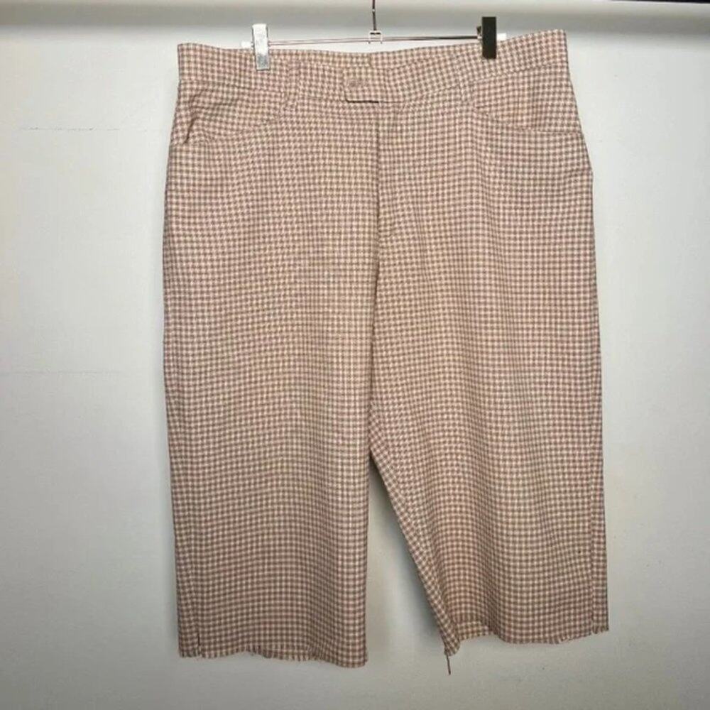 Method Brand Tan Cream Brown Plaid Frayed Cut Off Hybrid Shorts Mens 36